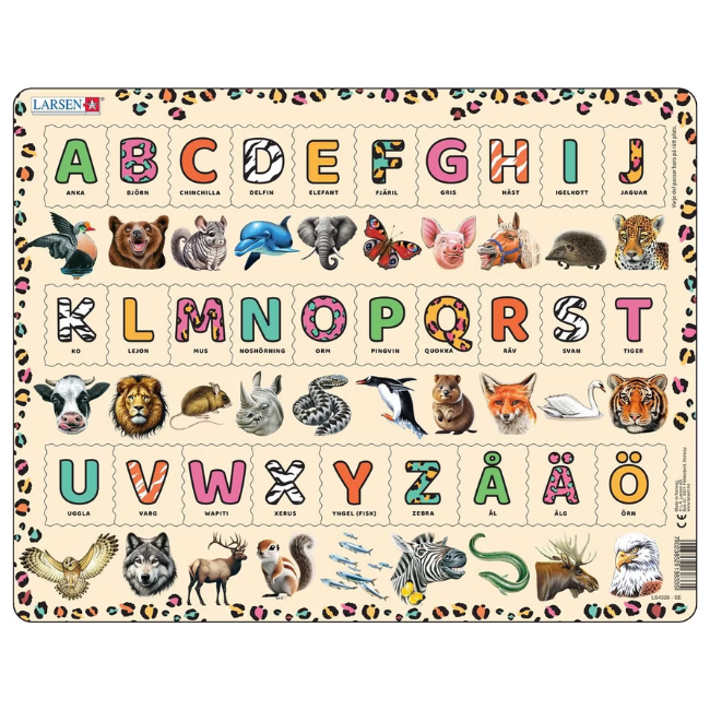 Pussel Alfabetet med djur 29 bitar