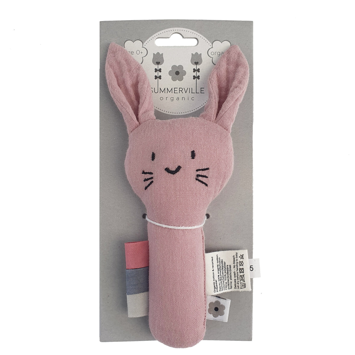 Soft Rattle Bunny Pale Mauve