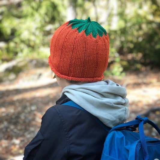 Stickad Mössa Pumpa - Ekologisk Bomull - Orange - By Lelou